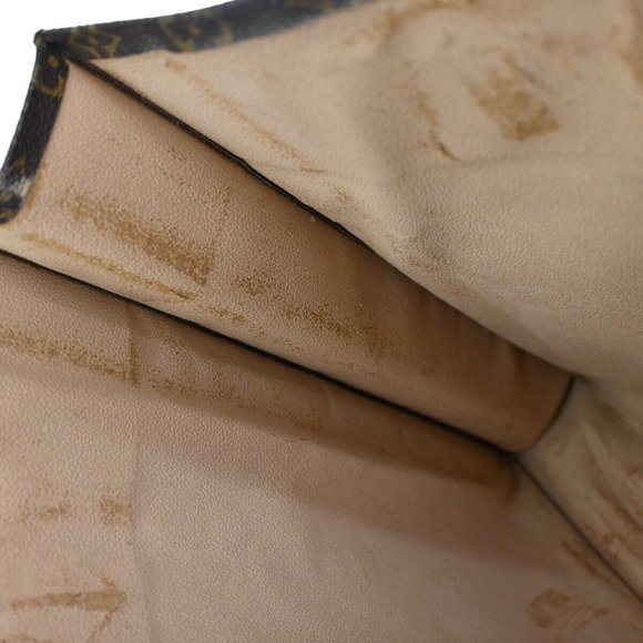 LOUIS VUITTON Logo Sac Plat Hand Tote Bag Monogram Leather Brown M51140 30YB776 - Picture 11 of 14